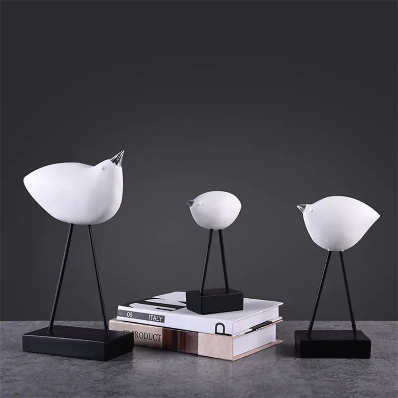 Nordic Minimalist Black and White Bird Home Decor Piece
