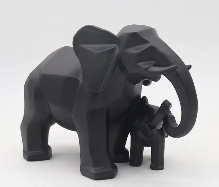 Nordic Minimalist Geometric Elephant Resin Figurine