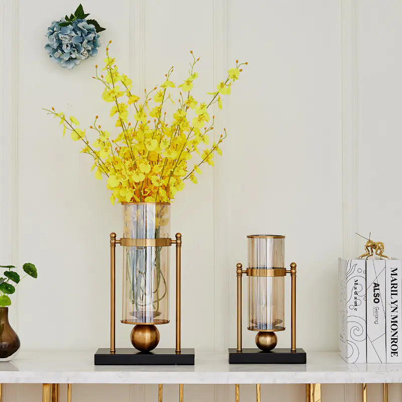 Metallic Floral Vase for Home Decor and Table Centerpiece