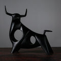 Modern Black and White Bull Figurine for Home Decor
