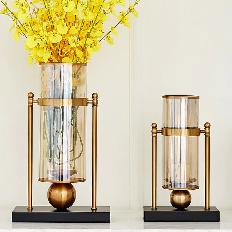 Metallic Floral Vase for Home Decor and Table Centerpiece